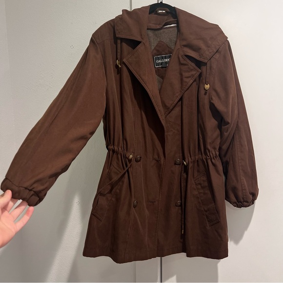 Gallery Jackets & Blazers - Suede Brown Barn Coat with Waist